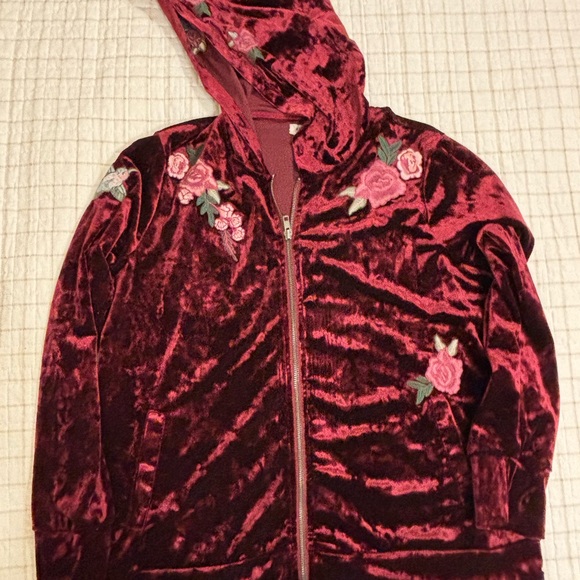 Embroidered Maroon/Burgandy Velvet Jacket - Picture 9 of 12